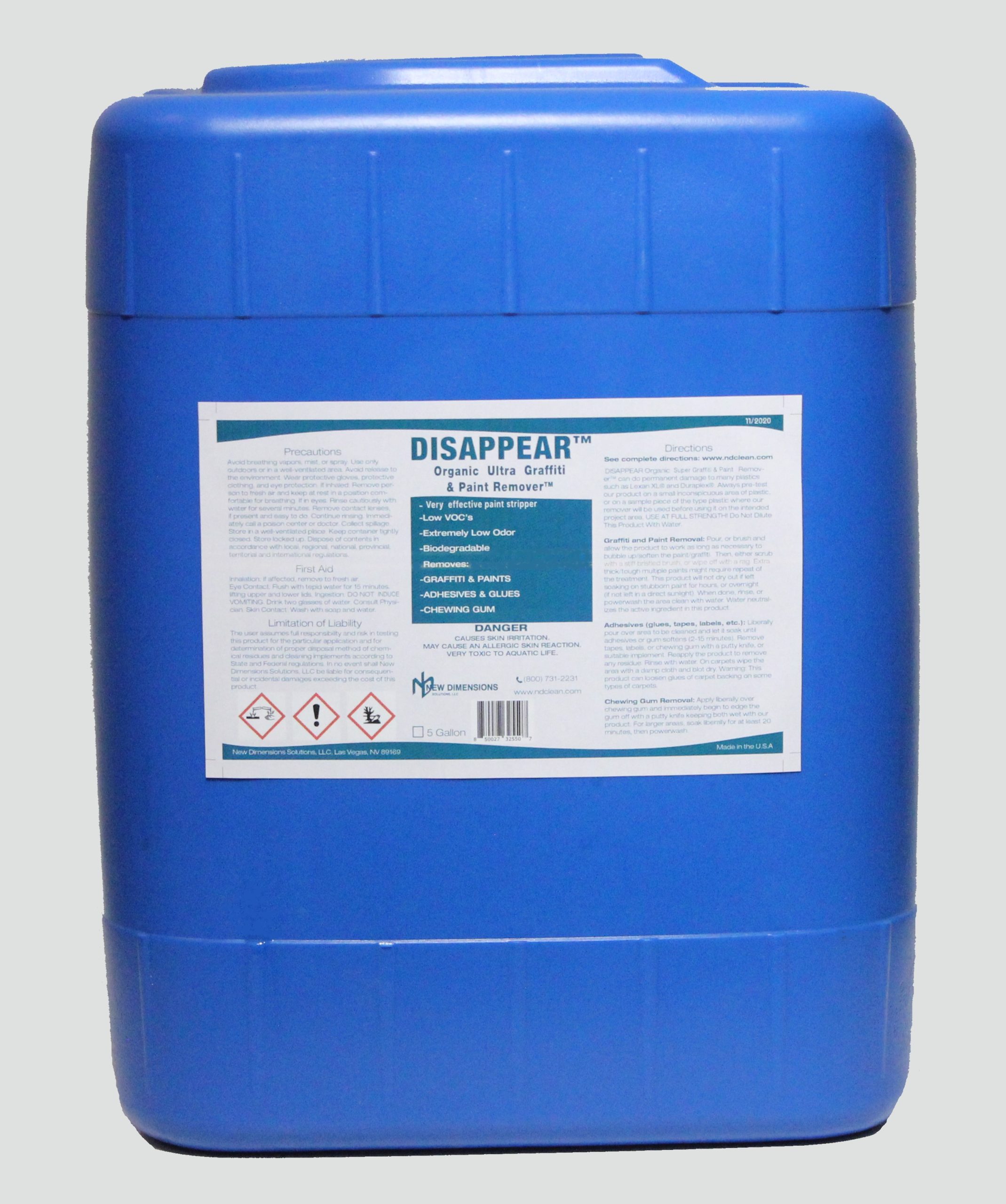 DISAPPEAR Organic Graffiti/Adhesive/Paint Remover™ - 5-Gallon Pail